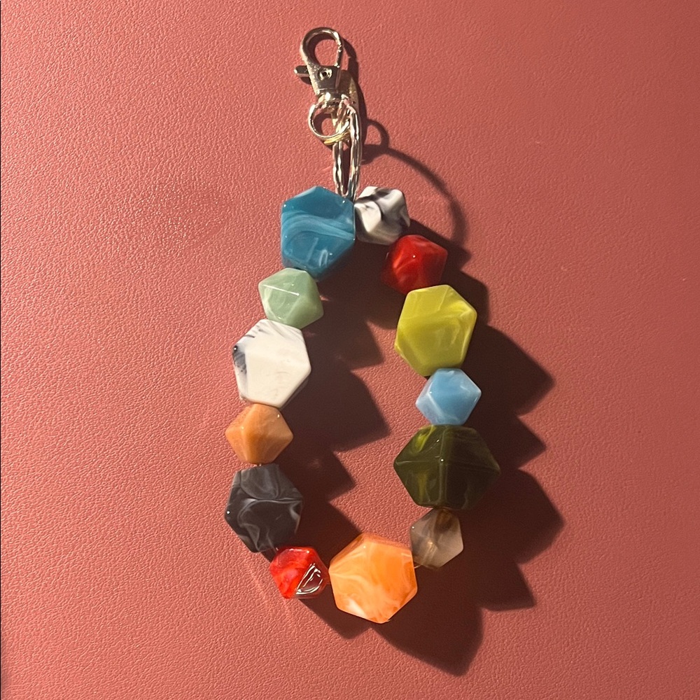 Multicolor Geometric Beaded Keychain Charm or bracelet